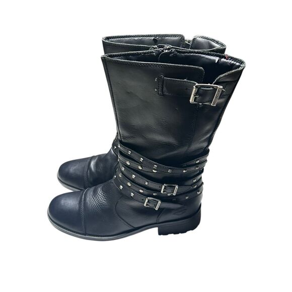 Harley-Davidson Women's Black Kennedy Studded Leather Motorcycle Boots Size 9.5 - Picture 2 of 15